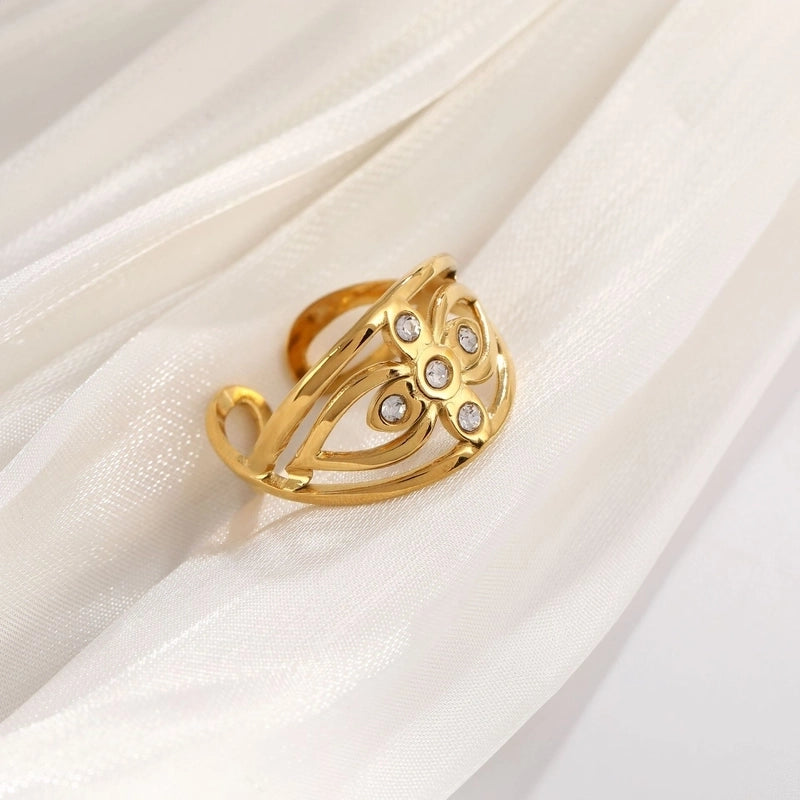 Basic Minimalist Classic Style Irregular Pentagram Lines 304 Stainless Steel Plating Open Rings