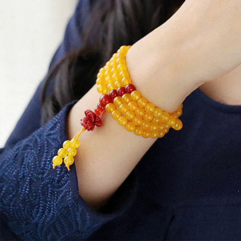 Natural Black Onyx Yellow Agate Fortune Bracelet