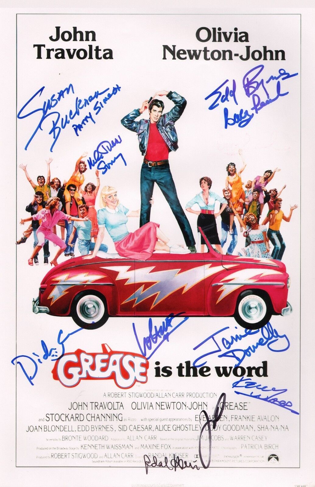 ~ GREASE Cast x10 Authentic Hand-Signed John Travolta