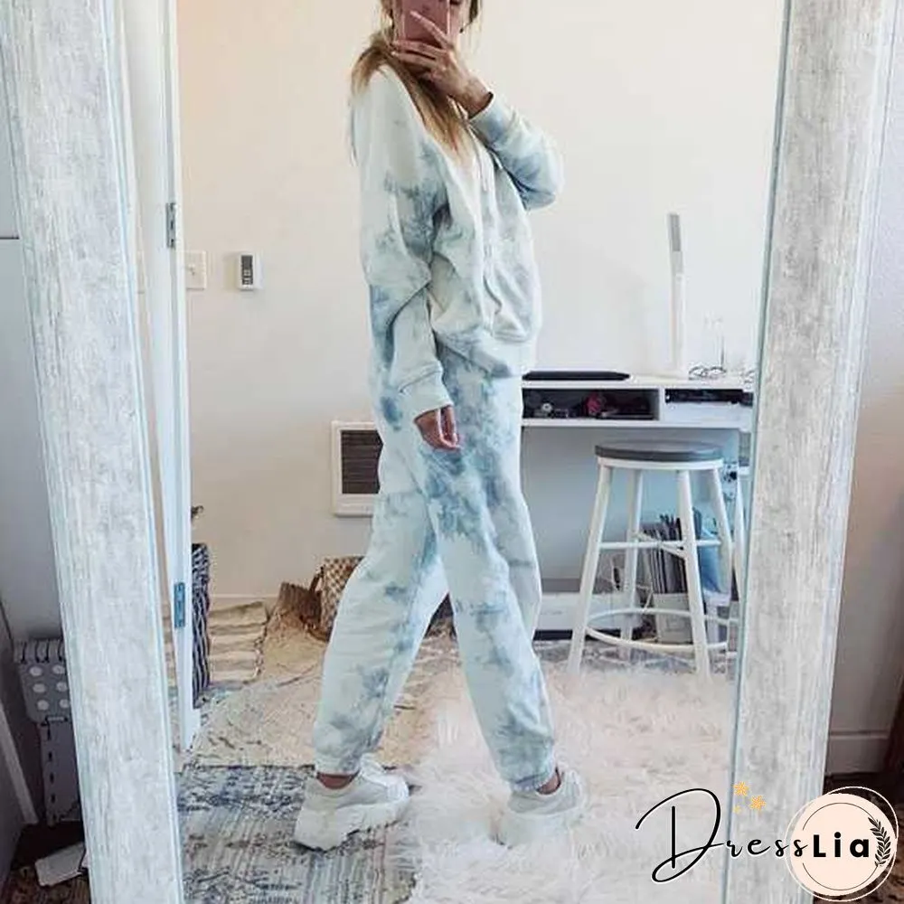 Matching Tie Tye Two Piece Sets Dyed Hoodie And Pants