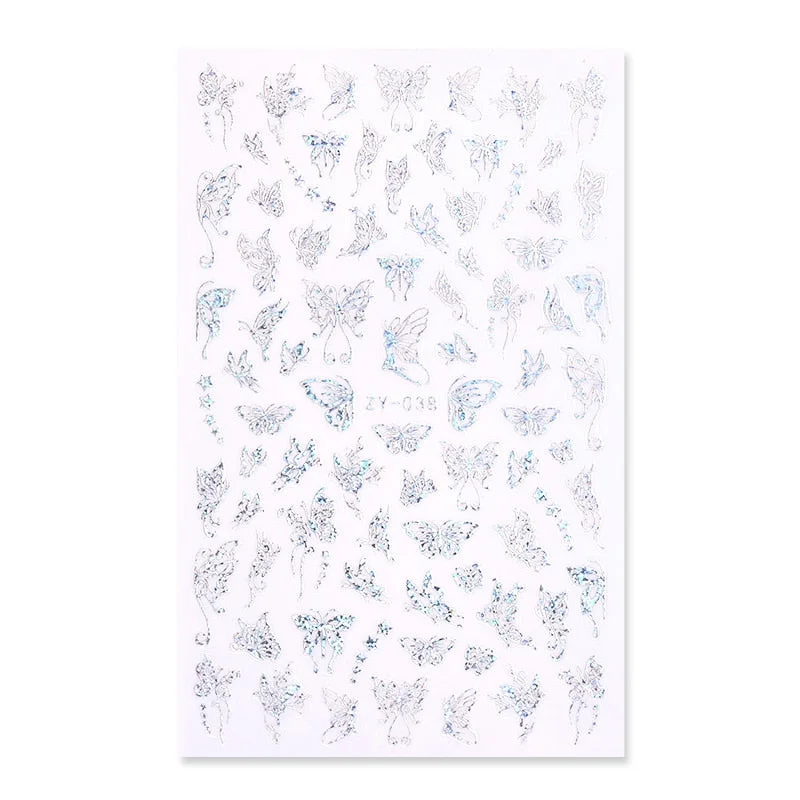 Black White Gold Butterfly 3D Nails Sticker Geometry Decals Flower DIY Decals Designs For Nail Art Manicures Decorations Salon