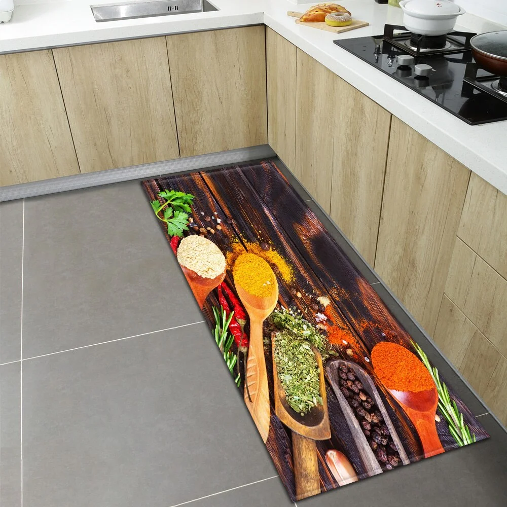Spices Kitchen Mat Home Entrance Doormat Hallway Balcony Bathroom Anti-Slip Rug Bedroom Living Room Floor Decoration Long Carpet