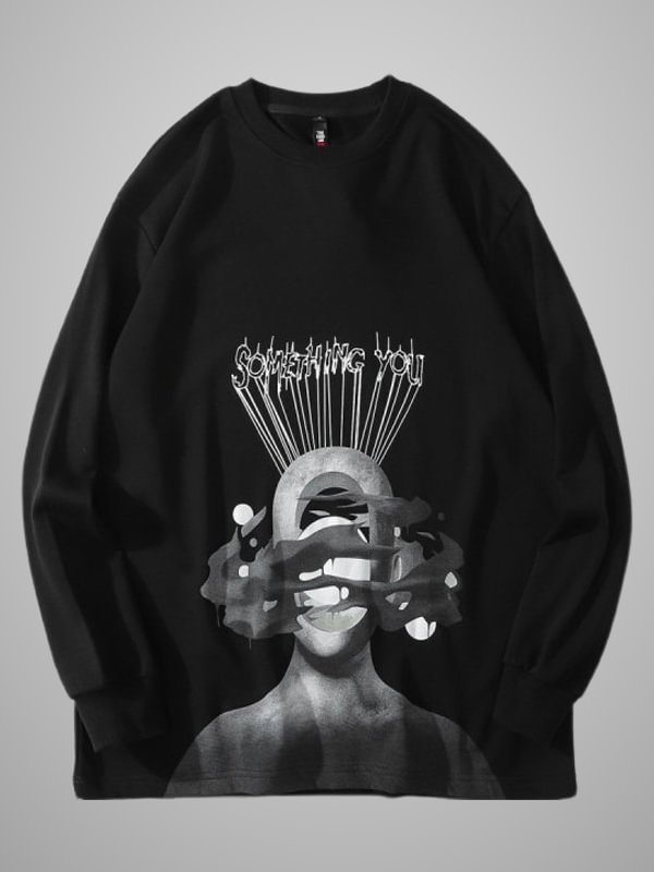 Gothic Dark Unisex  Printed Crew Collar Long Sleeve Oversize Sweatshirt