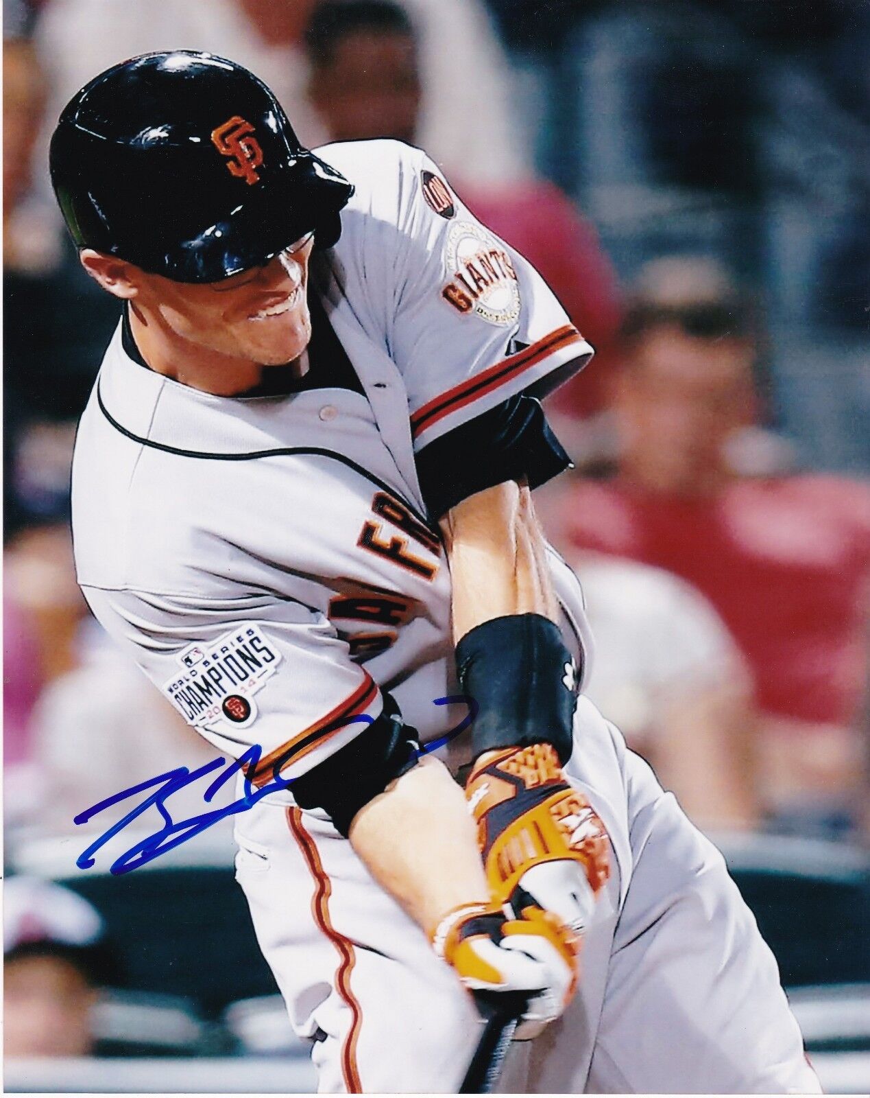 KELBY TOMLINSON SAN FRANCISCO GIANTS ACTION SIGNED 8x10