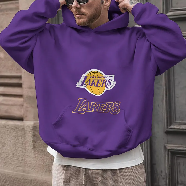 Los Angeles Lakers Printed Hooded Pocket Pullover Hoodie