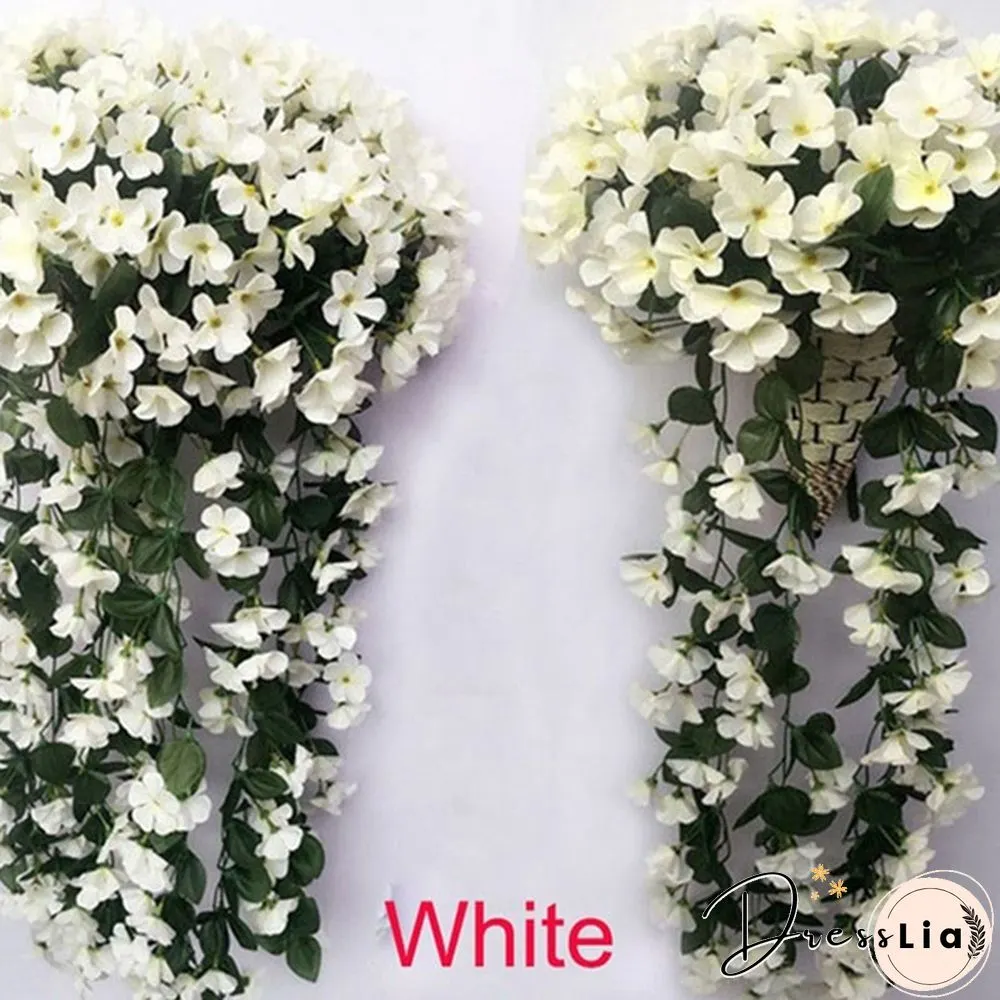 Colors 1Pcs Home Simulation Hanging Wall Artificial Fake Silk Violet orchid Flower Rattan