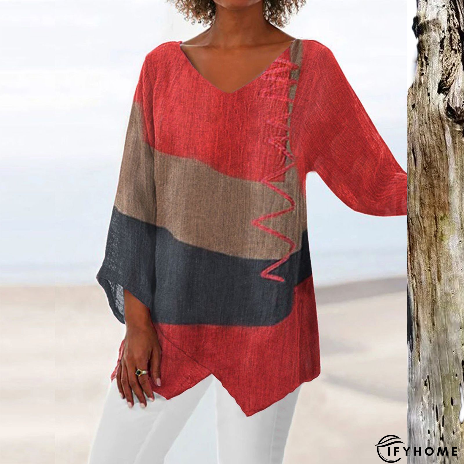 Holiday Cotton-Blend V Neck Shift Weaving Dress | IFYHOME