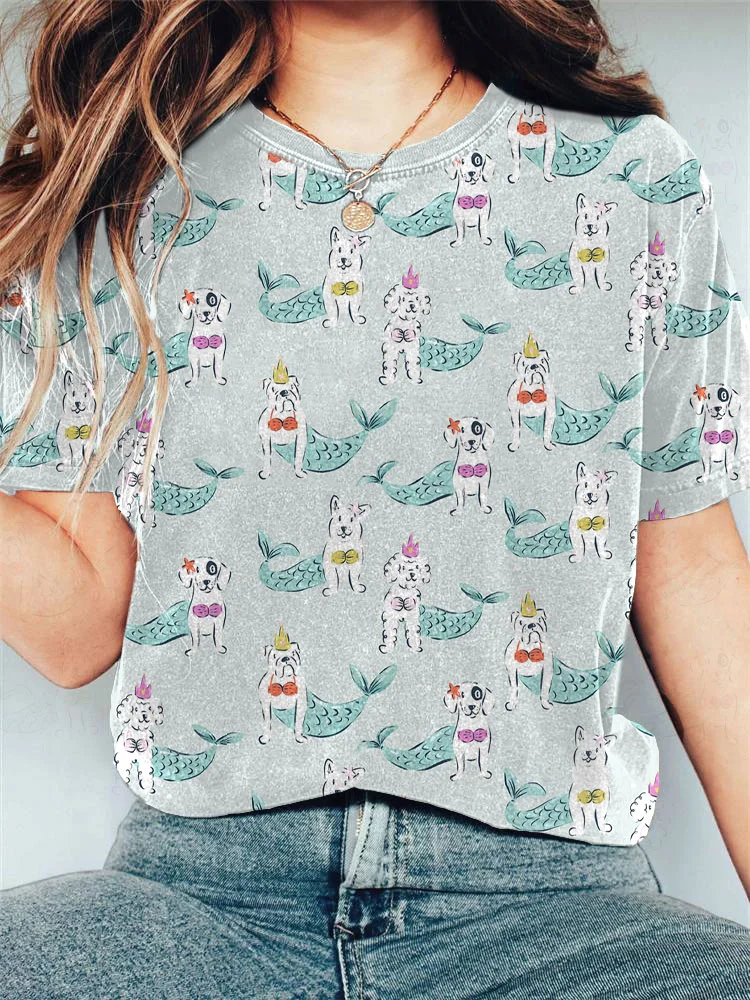 Women's Casual Funny Dog Print T-shirt