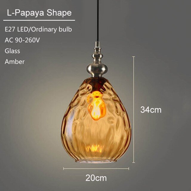 Vintage Home Deco Glass Pendant Light LED E27 Modern Loft Hanging Lamp Wich 3 Colors For Bedroom Restaurant Lobby Living Room