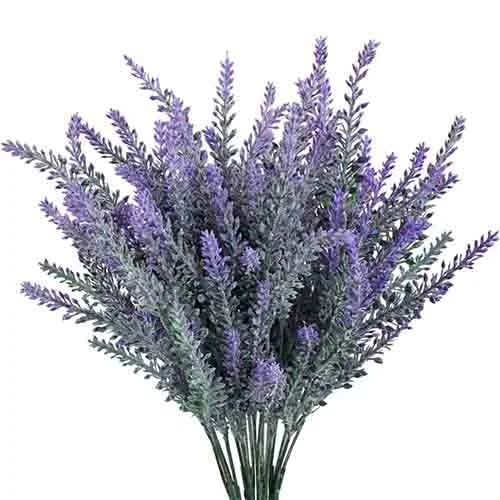 4pcs Artificial Flowers Flocked Plastic Lavender Bundle Fake Plants Wedding Bridle Bouquet Indoor Outdoor Home Kitchen Office Table Centerpieces Arrangements Christmas Decor