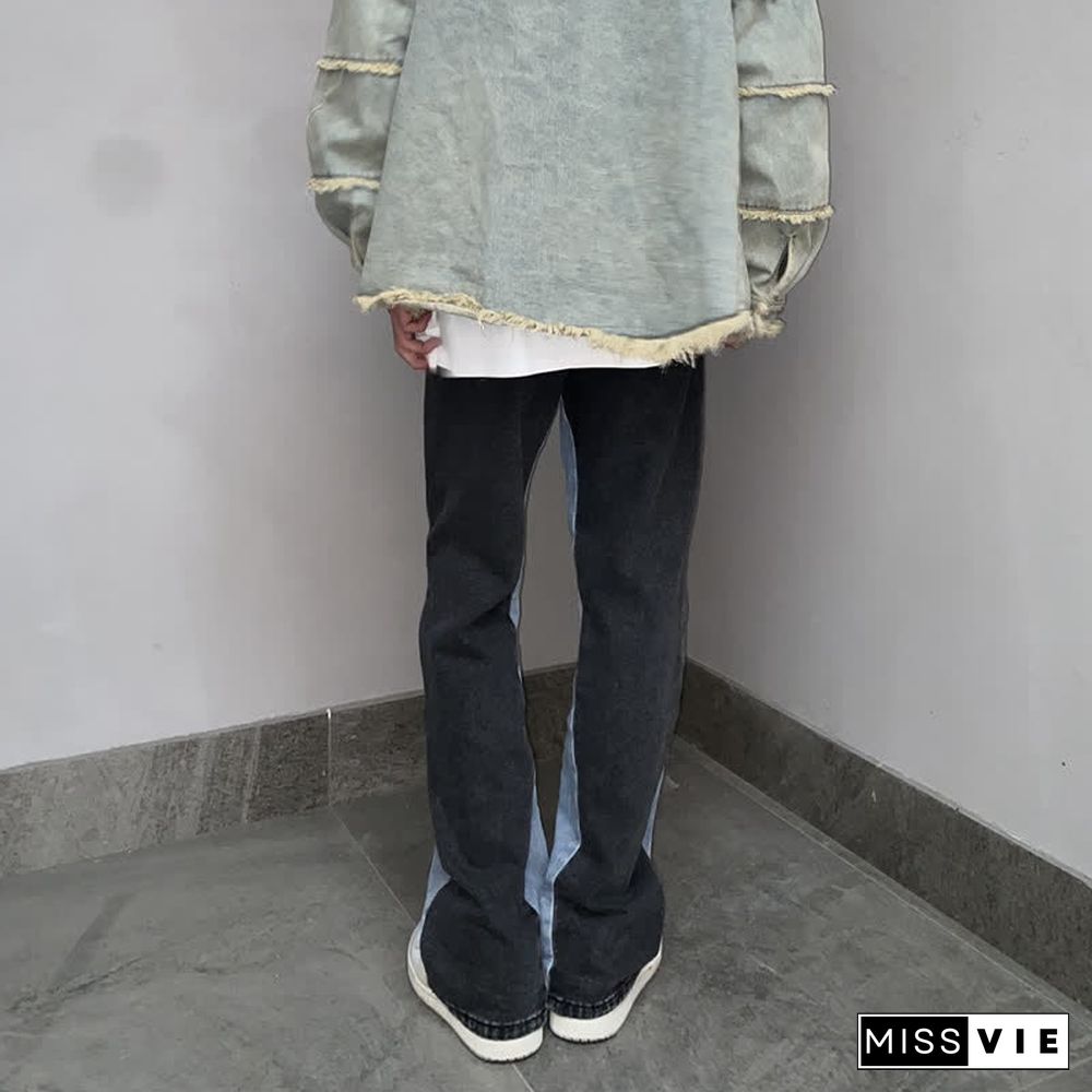 Dark Skull Print Loose Denim Pants