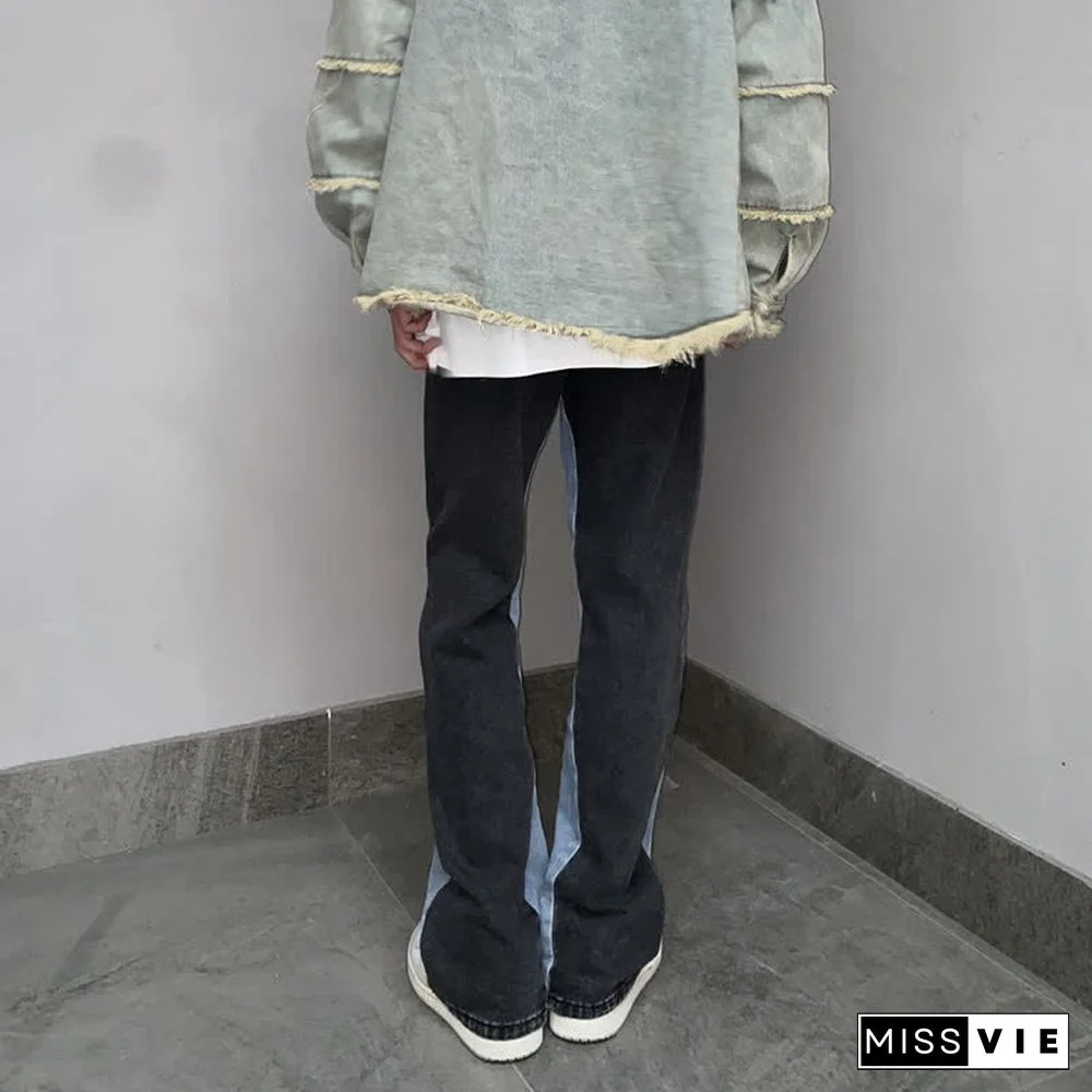 Dark Skull Print Loose Denim Pants