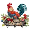 Diamond Painting Wooden Farm Rooster Hooks Rail for Home Decor