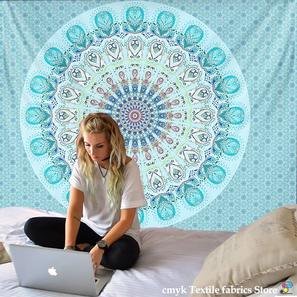 India Mandala Tapestry Wall Hanging Boho Decor Wall Cloth Tapestries Psychedelic Hippie Night Moon Tapestry Mandala Wall Carpet