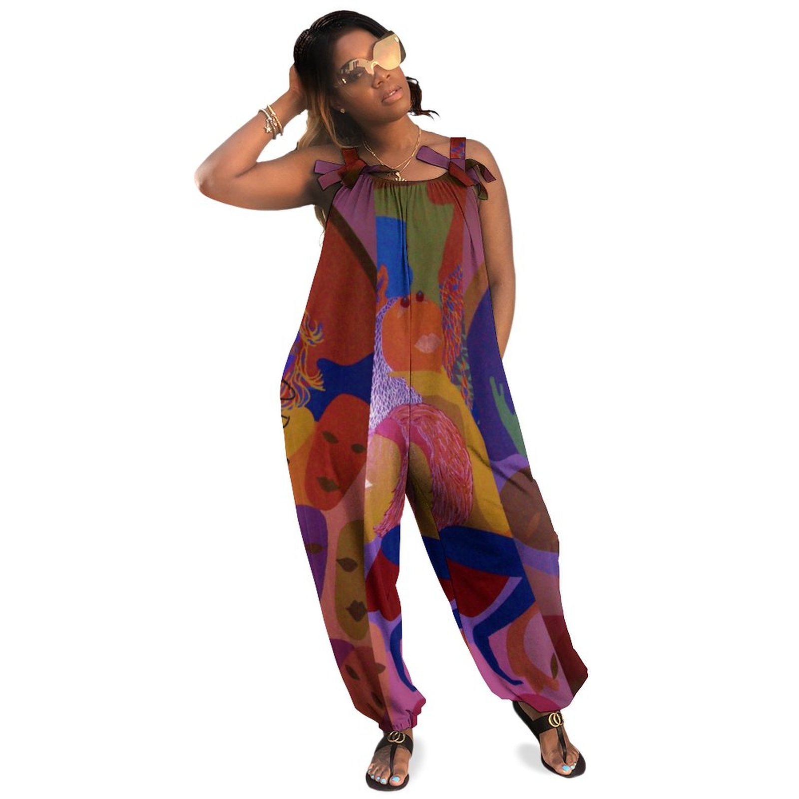 Peter Max Plus Size Women Rompers Summer Casual Loose Dressy Formal Jumpsuits Spring Summer Boho Style Pockets Long Length