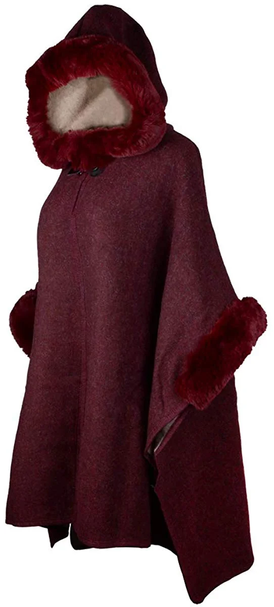 Women's Loose Cloak Poncho With Stylish Trumpet Button,Pullover Wrap