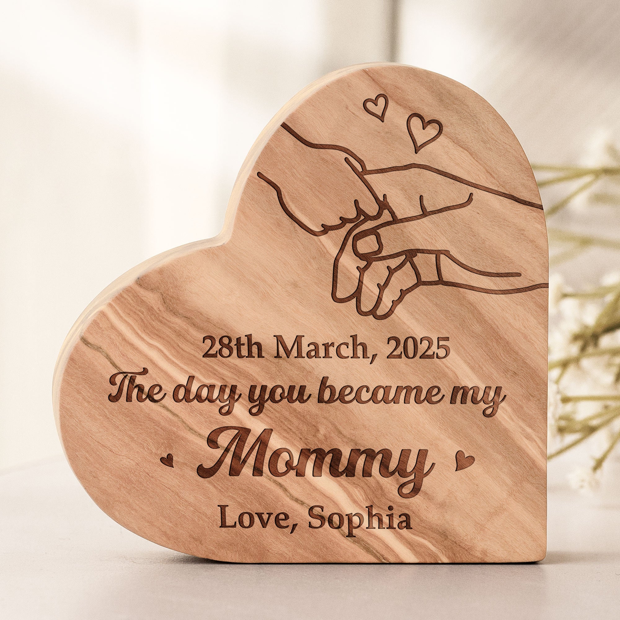 Loveyoufancy Custom Date The Day You Became My Mommy - Personalized Engraved Wood Plaque
