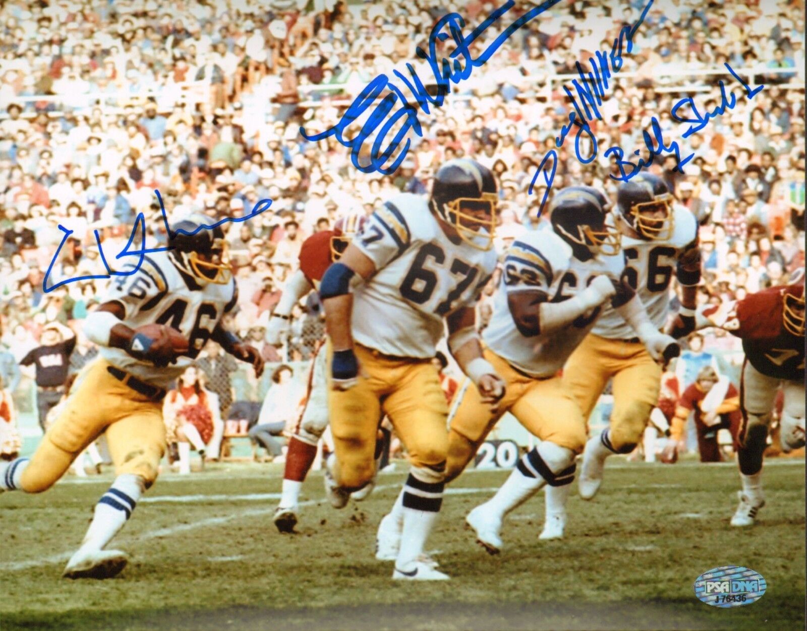 Chuck Muncie Ed White Billy Shields Doug Wilkerson Signed 8x10 Photo Poster painting PSA/DNA COA