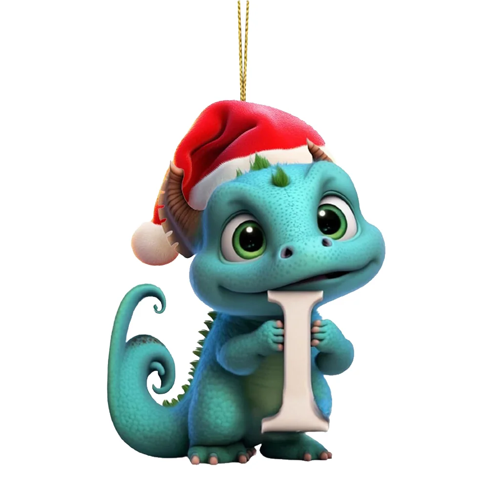 Christmas Cute Dragon Pendants Acrylic Letter Shaped Exquisite for Xmas Tree Car