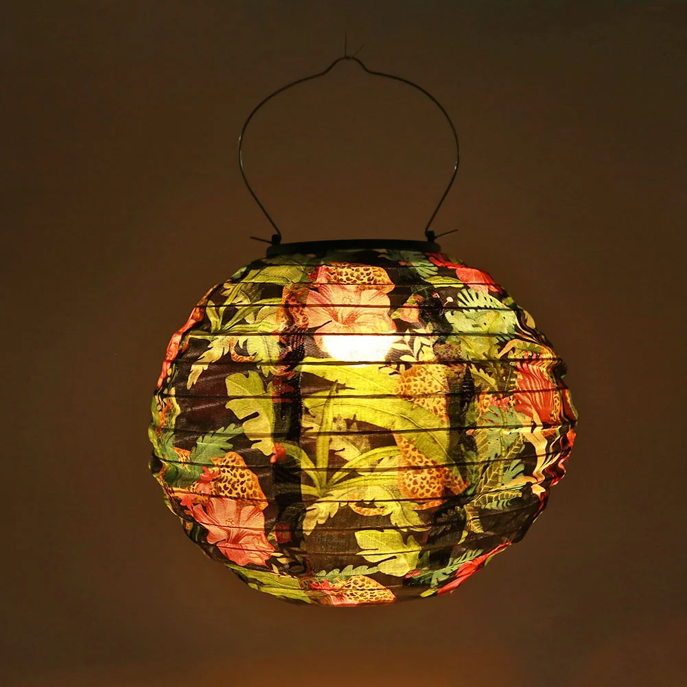 Solar Light LED Hanging Ball Lantern Waterproof Painted Pattern Lamp (B)