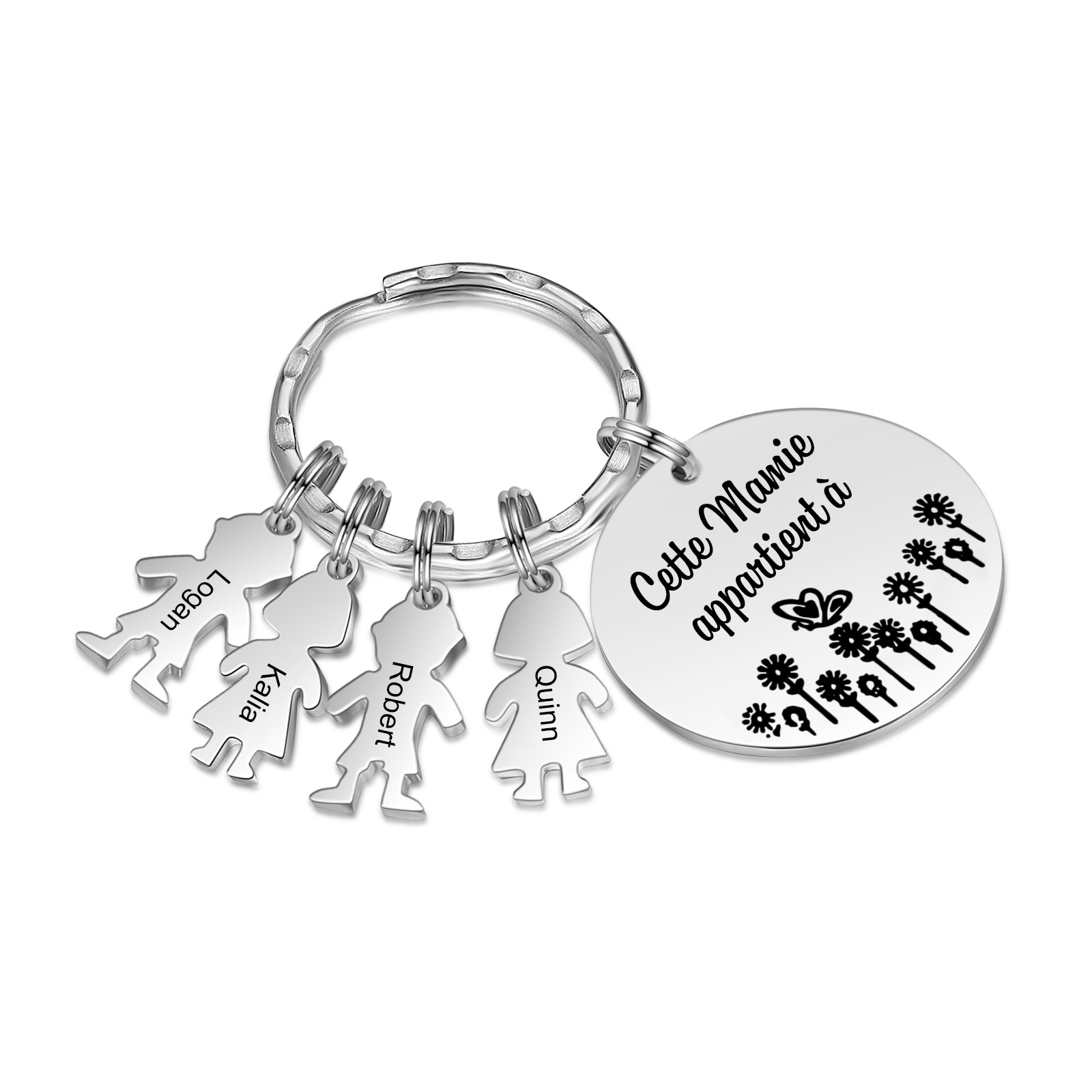 À Ma Mamie - 1-5 Noms Porte-Clés Personnalisés Avec Breloques Enfants