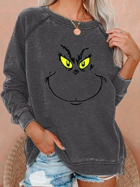 Long Sleeve Graffiti Crew Neck Printed Sweatshirt