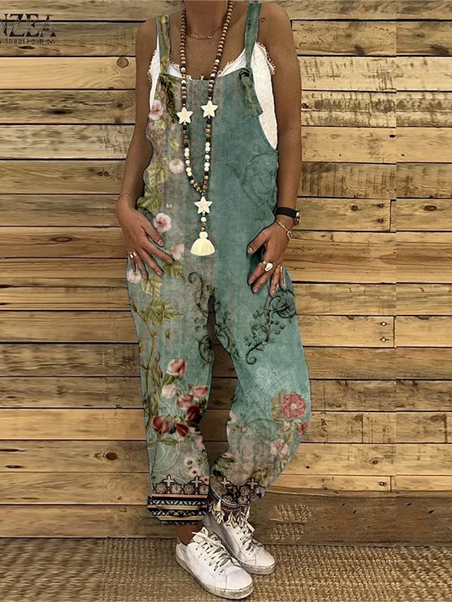 Fox Floral Printed Wide Leg Jumpsuit shopify Stunahome.com