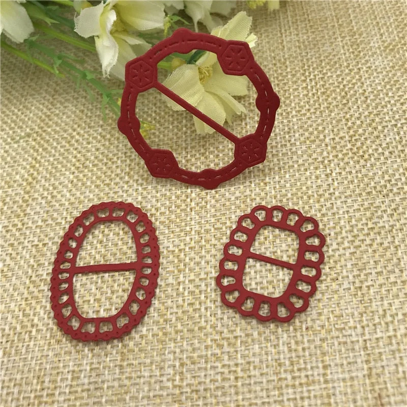 Metal Cutting Dies 3pcs Ribbon clasp buckle for DIY Scrapbooking Photo Album Embossing Paper Cards Decorative Craft