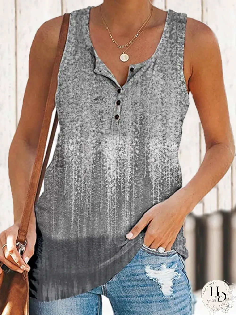 Women's Summer New Printed V-neck Sleeveless Women's Vest T-shirt