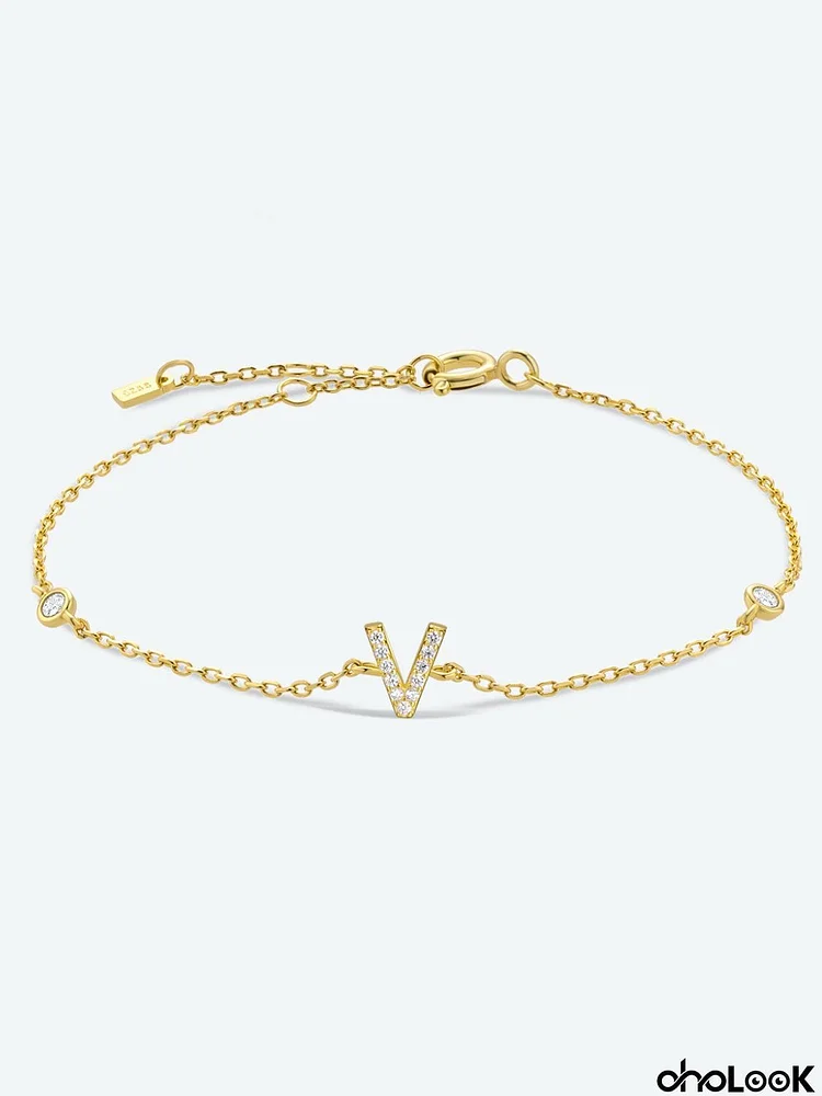 V To Z Zircon 925 Sterling Silver Bracelet