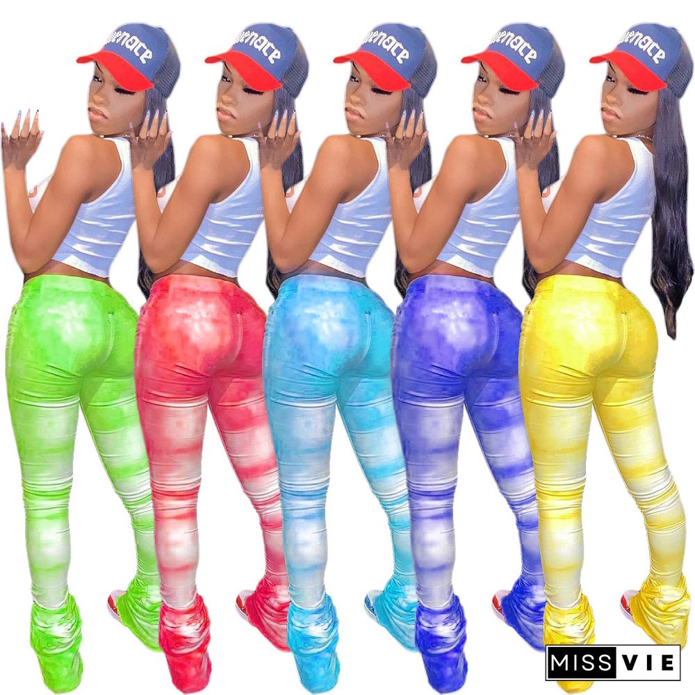 Women's Wholesale Tie-dye Printed Bell-bottom Trousers