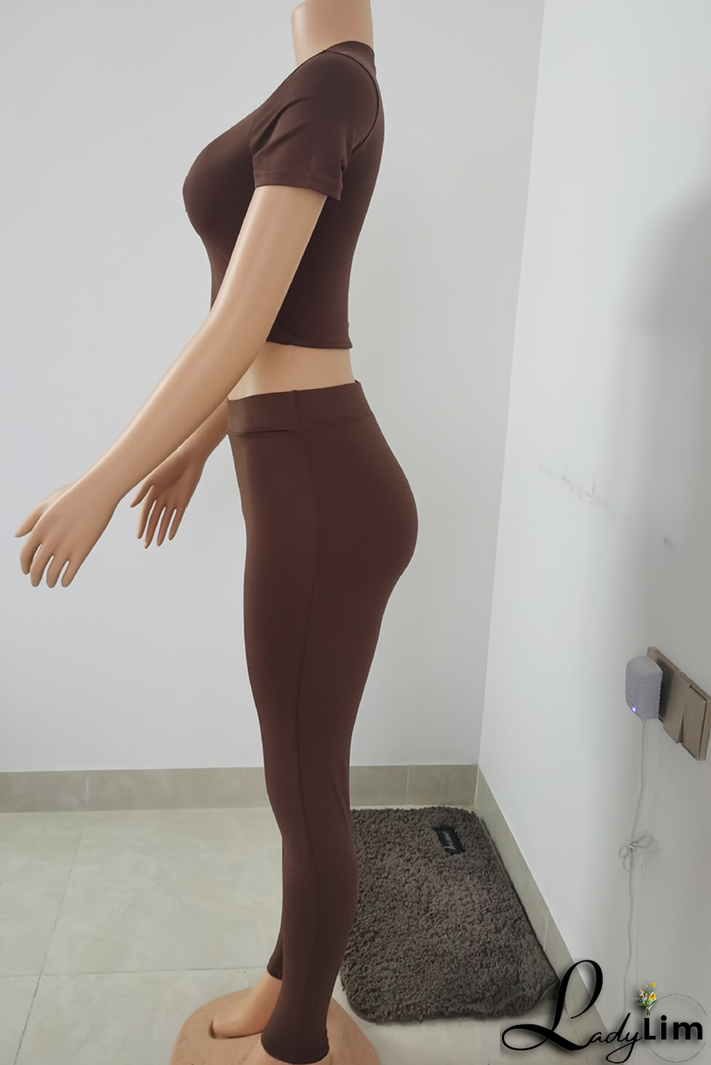 Grey Casual Solid Split Joint O Neck Short Sleeve Two Pieces