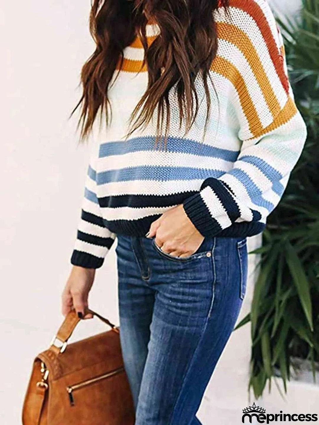 Striped Round Neck Knit Top