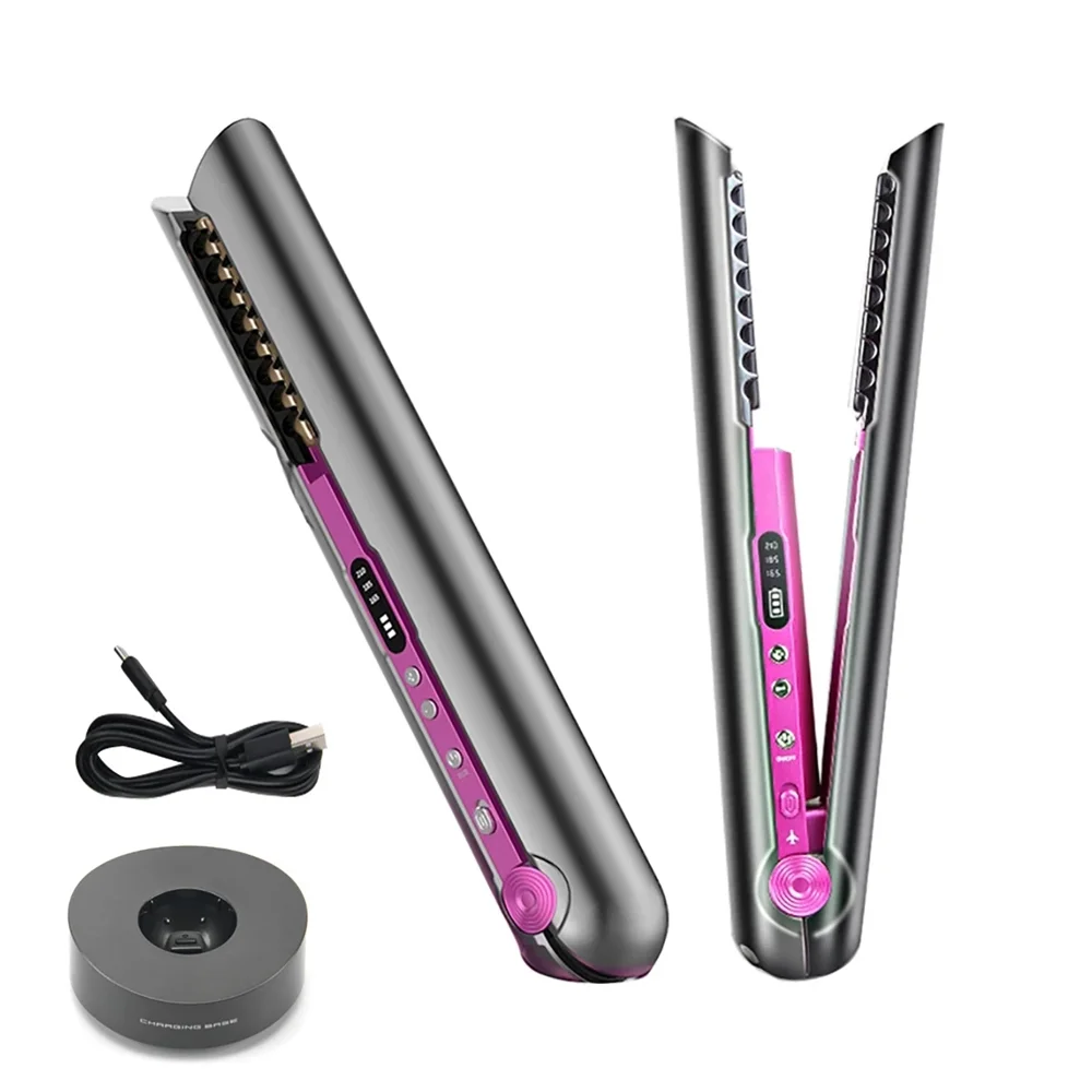 Upgraded Hair Straightener,Cordless Straightener,Wireless Flat Iron for Hair, USB-C Rechargeable Ceramic Mini Flat Iron with 4800mA Battery, Adjustable Temperature, Travel Size