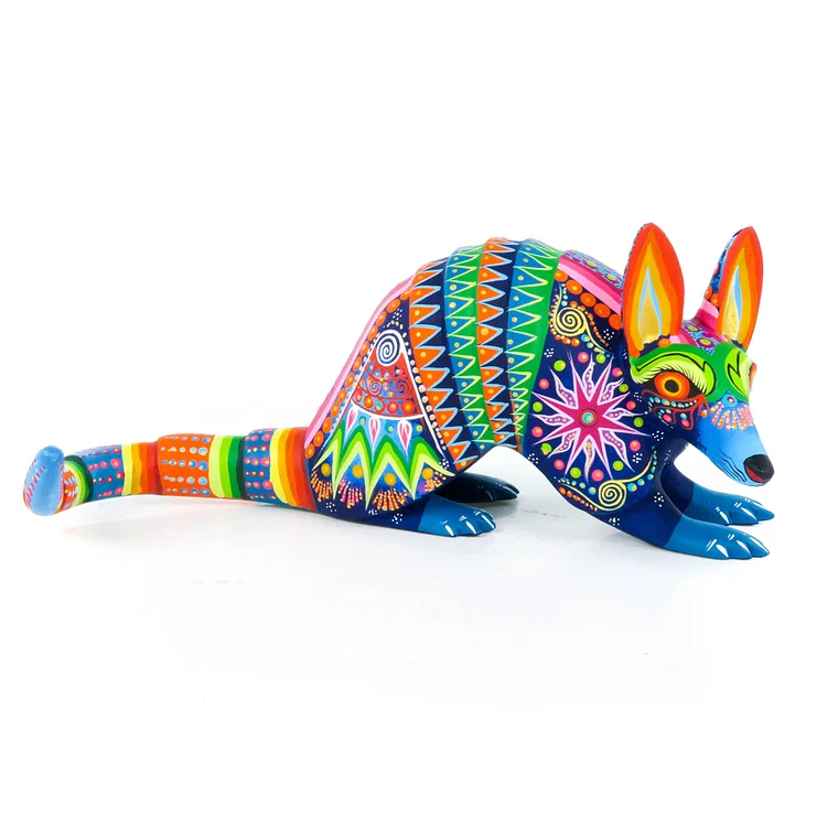 Blue Armadillo - Oaxacan Alebrije Wood Carving Sculpture