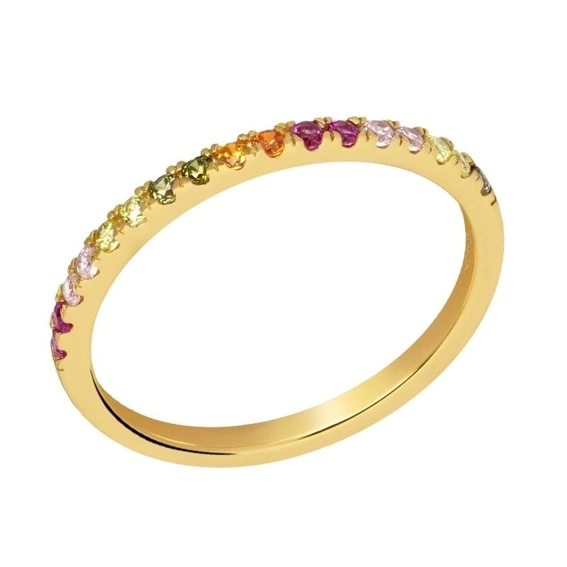 New Color Zircon Ring Bracelet 18k Real Gold Plated Copper Ring