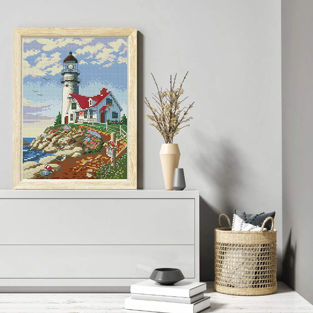 11CT Full Stamped&nbsp;Cross Stitch - Lighthouse(Canvas|30*40CM)