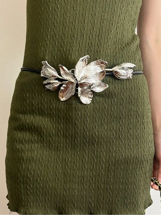 Vintage gold tulip flower decorative belt
