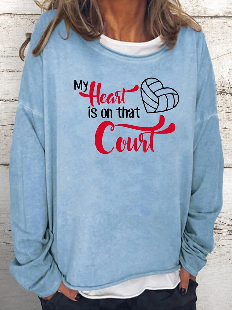 My heart is on that court Volleyball Women Loose Sweatshirt-Annaletters