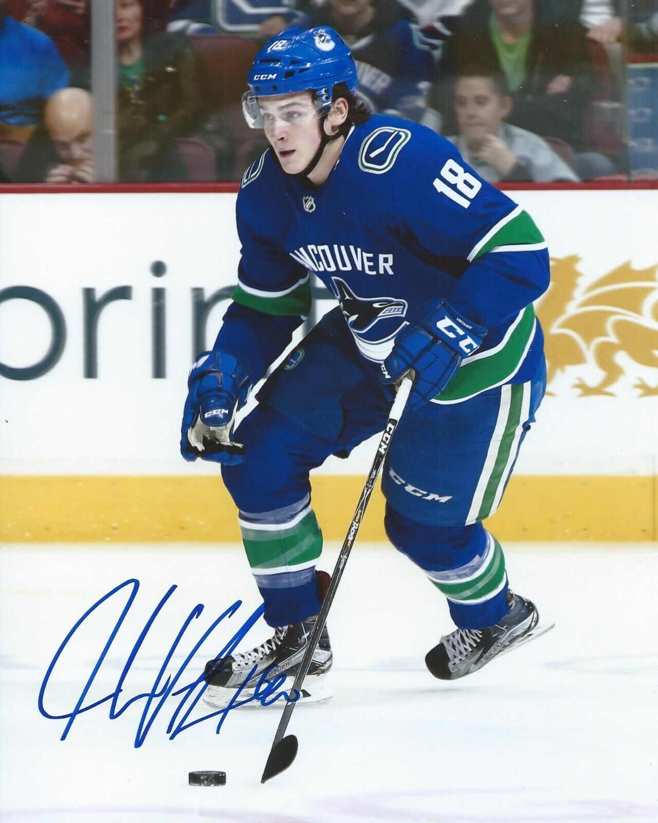 Jake Virtanen Signed 8x10 Photo Poster painting Vancouver Canucks Autographed COA G