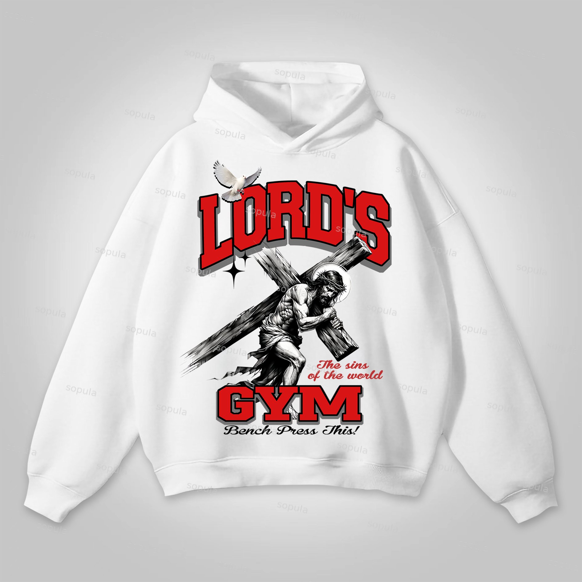 Lord's Gym Jesus Print Graphic Hoodie - SOPULA