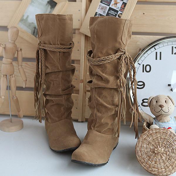 GOOSHOE Increased Weave Tassel Tall Canister Boots