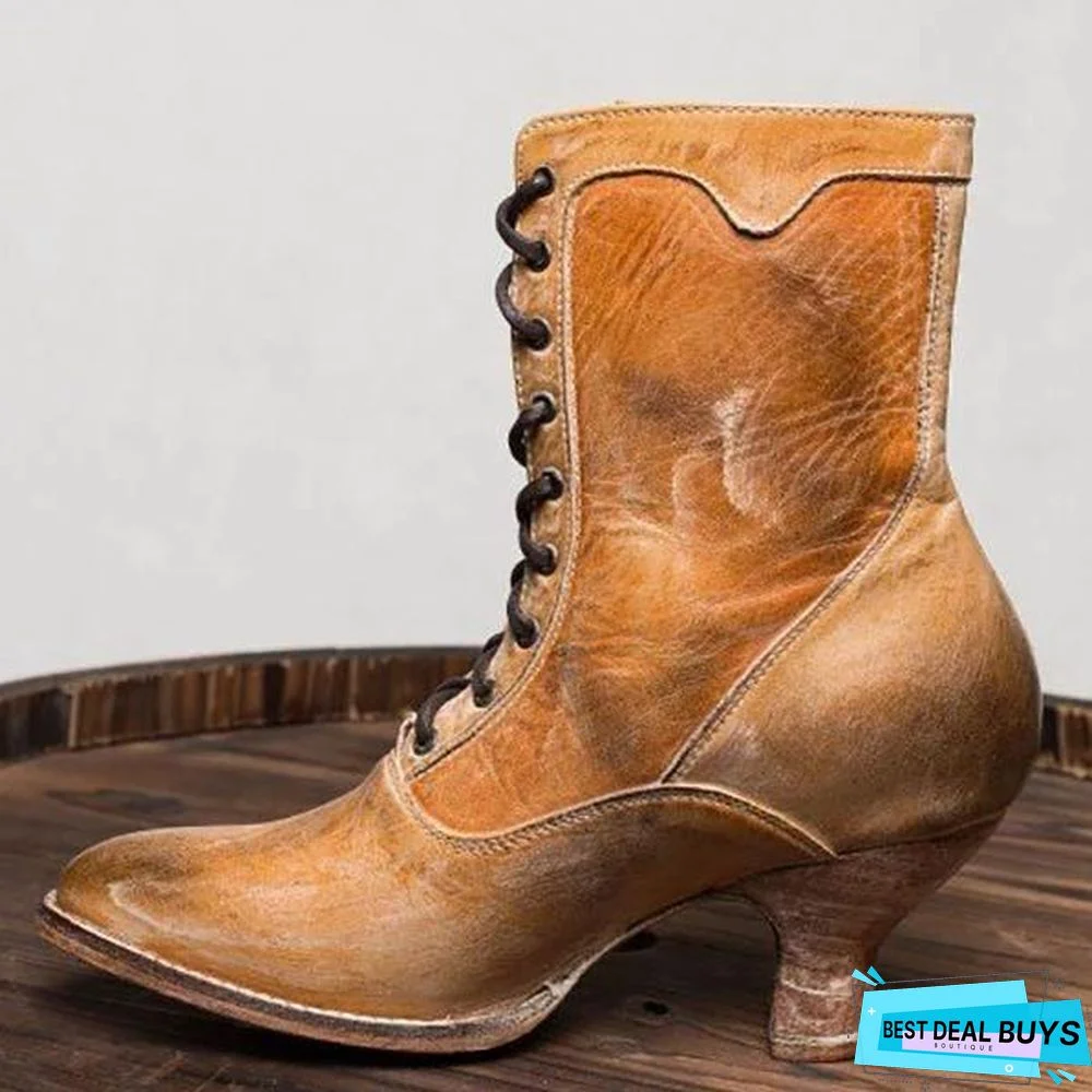 Lace-Up Winter Low Heel Women Boots