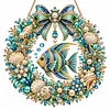 (Ocean Animanls Wreath)DIY Diamond Painting Acrylic Hanging Ornament, Double-Sided Printed Door Decoration,Pearl & Special Shaped Drill Art Home Decor