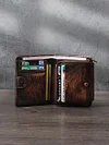 Genuine Leather Short Wallet First Layer Cowhide Vintage Old Hand-brushed Color