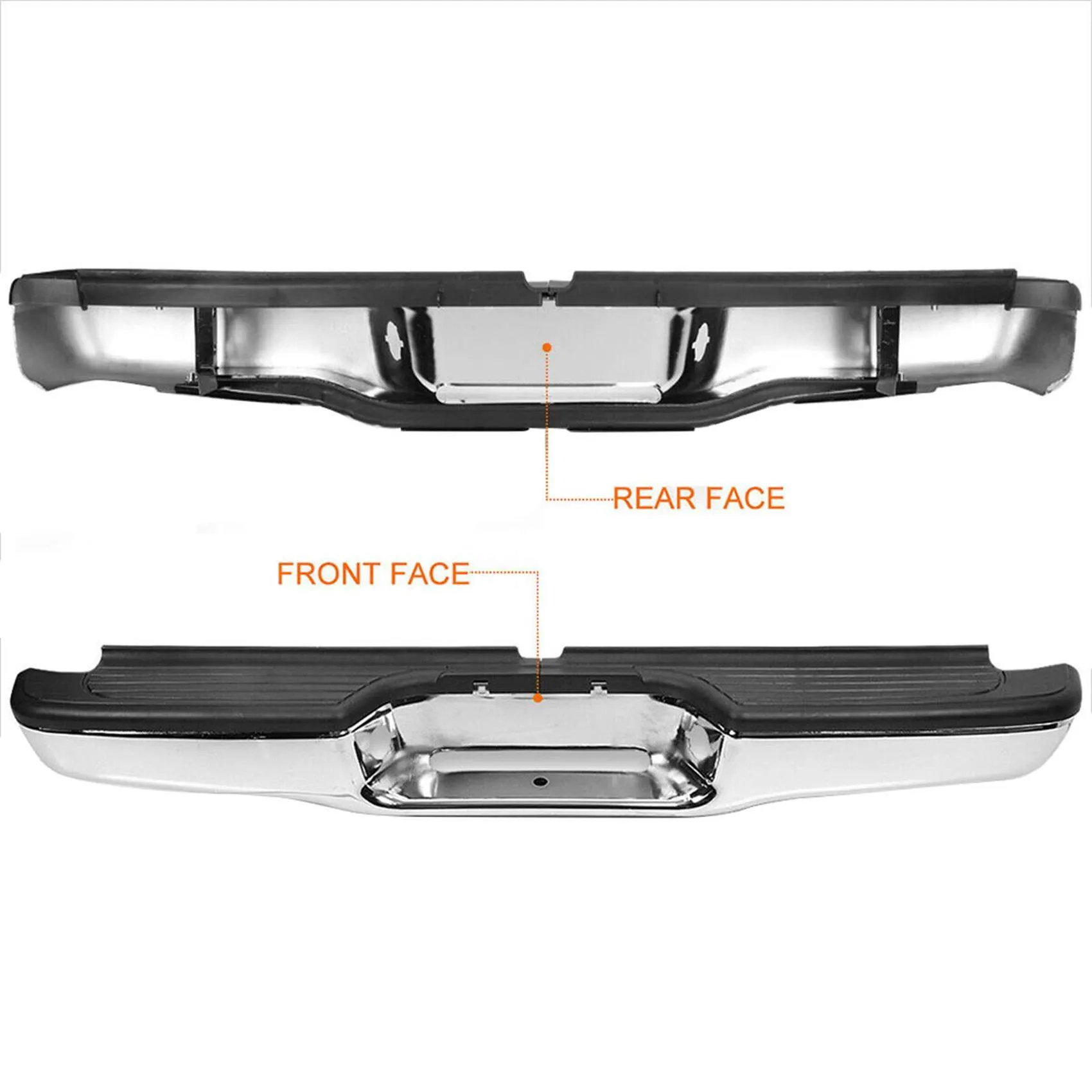 thumbnail image 2 of Chrome Complete Rear Step Bumper – Direct Fit For 1995-2004 Toyota Tacoma Pickup – Replaces OEM 00228-35981-13 2 of 3