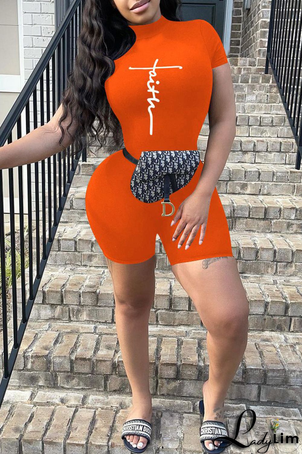 Blue Fashion Casual Print Basic Turtleneck Skinny Jumpsuits