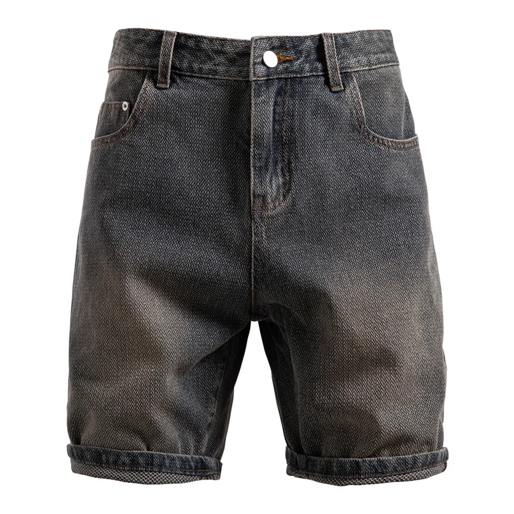 Men's Denim Shorts Retro Straight Five-point Pants