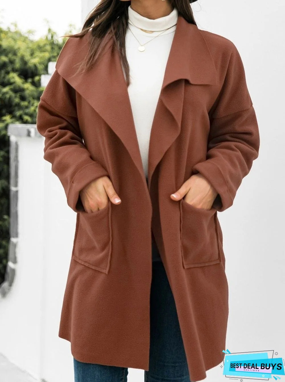 Casual Solid Color Lapel Long Sleeve Coat