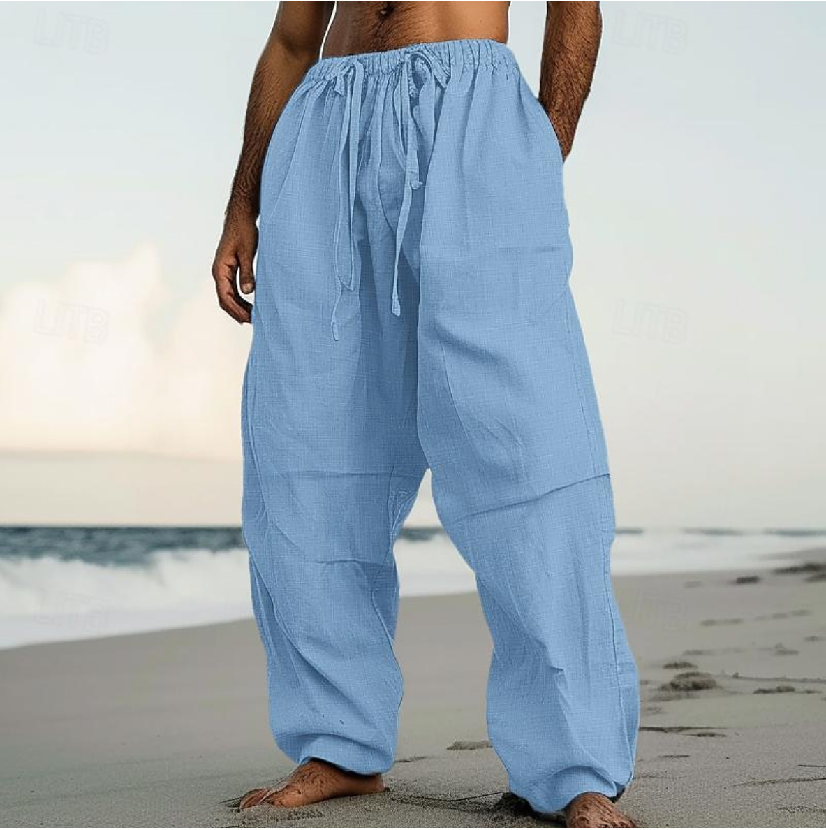 Men's trendy casual solid color trousers